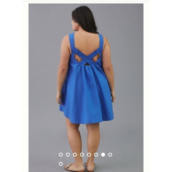 Anthropologie Maeve Cross Back Mini Dress Blue New Size - Picture 5 of 15